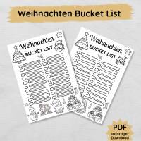 Weihnachten Bucket List für die ganze Familie zum Ausdrucken, Weihnachtsaktivitäten Checkliste Bild 1