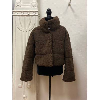 Damenjacke kurze Jacke  Winterjacke Teddyjacke Gr. M Dunkelbraun  mit Verschluss kuschelig 