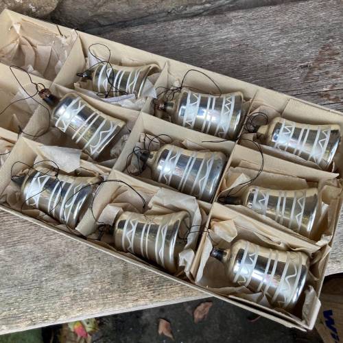9er Set uralte Glöckchen Christbaumkugeln Christbaumschmuck  Glas Lauscha 30er 40er Jahre