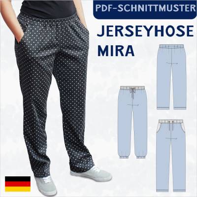 eBook Schnittmuster 'Mira' – Jerseyhose mit Gummizug und Hosentaschne, Gr. 34-50, elegant oder sportlich