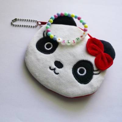 Kinderarmband personalisiert mit Perlen, Panda oder Pinguin Tasche, mit Buchstaben, die leuchten im Dunkel