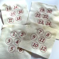 Stickdatei Adventskalenderzahlen rund für Button zum Aufnähen oder Aufkleben Bild 3