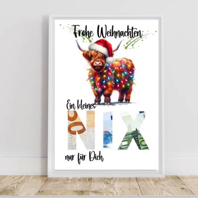 Geldgeschenk - Wunscherfüller zu Weihnachten, A4 , Sofort Download, Zum Ausdrucken, Last-Minute Geschenk