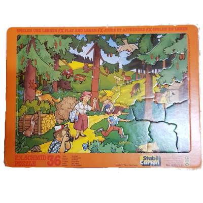 Vintage F.X. Schmid Puzzle 36 Teile Im Wald No. 93022.9 – Spielen und Lernen, Stabiler Karton, 80er Jahre