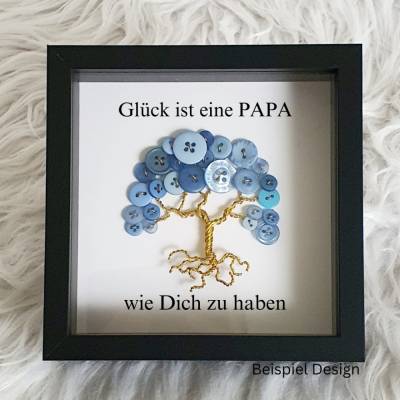 Mini Knopfbaum Geschenk/ Vatertag/ Personalisierter Bilderrahmen / Lebensbaum /Geschenkidee Papa