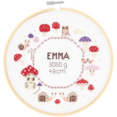 DIY RICO Design Stickpackung Geburtsbild Shroom gezählter Kreuzstich Komplettpackung