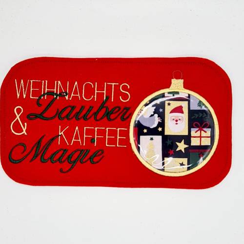 Stickdatei Mug Rug Weihnachten ITH Tassenteppich – Untersetzer für Stickmaschine