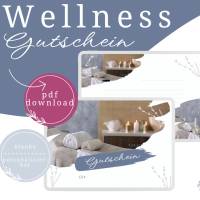 Wellness Geschenkgutschein | Gutschein Vorlage zum ausdrucken pdf | Spa Gutscheine für Frauen | last minute Geschenk Bild 1