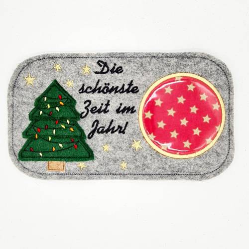Stickdatei Mug Rug Weihnachten ITH – Tassenteppich & Untersetzer für Stickmaschine | 16x26 cm