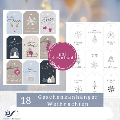 Geschenkanhänger Weihnachten zum ausdrucken | 2 Motive | Weihnachtsgeschenke verpacken | Weihnachtliche Verpackung