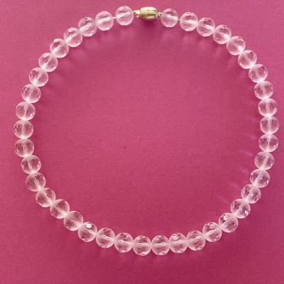 Bergkristallkette 42 cm – Sonderschliff, poliert & iced, Unikat aus Bayern, Geschenkidee