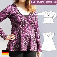 eBook Schnittmuster „Conny“ – Wickelkleid und Shirt mit hoher Taille, 4 Ärmellängen, Gr. 34-50, PDF-Format (A4, A0) Bild 1