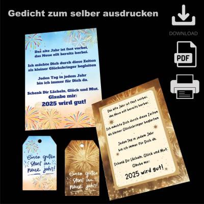 PDF Neujahr Gedicht für Glücksbringer, Download, Silvester