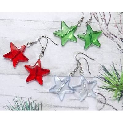 Ohrhänger X-Mas Sterne grün rot eisblau Ohrhaken Edelstahl Weihnachten Weihnachtsstern, made by BuntMixxDESIGN 