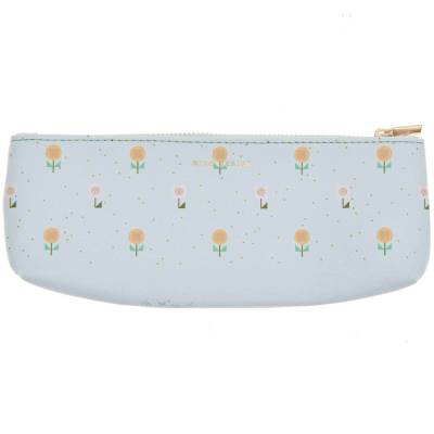 Etui hellblau mit Blumendruck