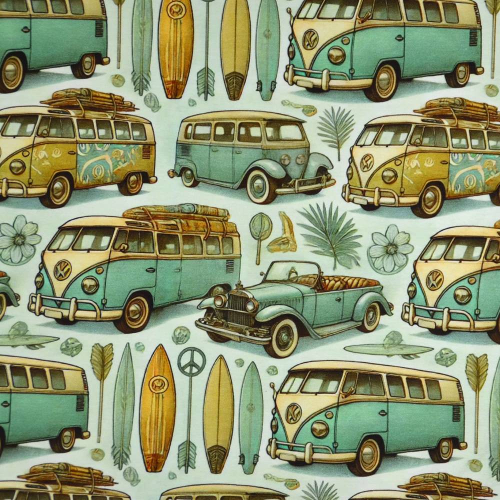 Vw Bus Bulli Jersey Stoff Bulli Baumwollstoff Stoff Bulli Bus