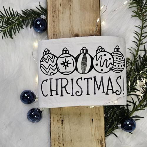 Banderole aus Stoff für Windlicht I Laterne I Motiv Weihnachtskugeln