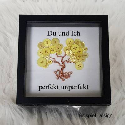 Mini Knopfbaum Geschenk / Valentinstag / Personalisierter Bilderrahmen / Lebensbaum/ Geschenkidee