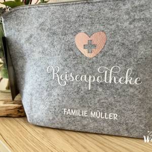 Personalisierte Tasche aus Filz | Kosmetiktasche | Filz | Reiseapotheke | Medizintasche | Medikamententasche | Notfallta Bild 1