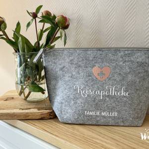 Personalisierte Tasche aus Filz | Kosmetiktasche | Filz | Reiseapotheke | Medizintasche | Medikamententasche | Notfallta Bild 2