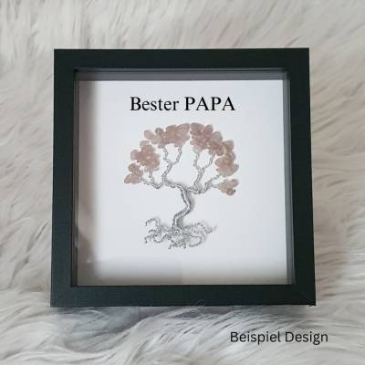 Mini Edelsteinbaum Geschenk/ Vatertag / Personalisierter Bilderrahmen / Lebensbaum /Geschenkidee Papa