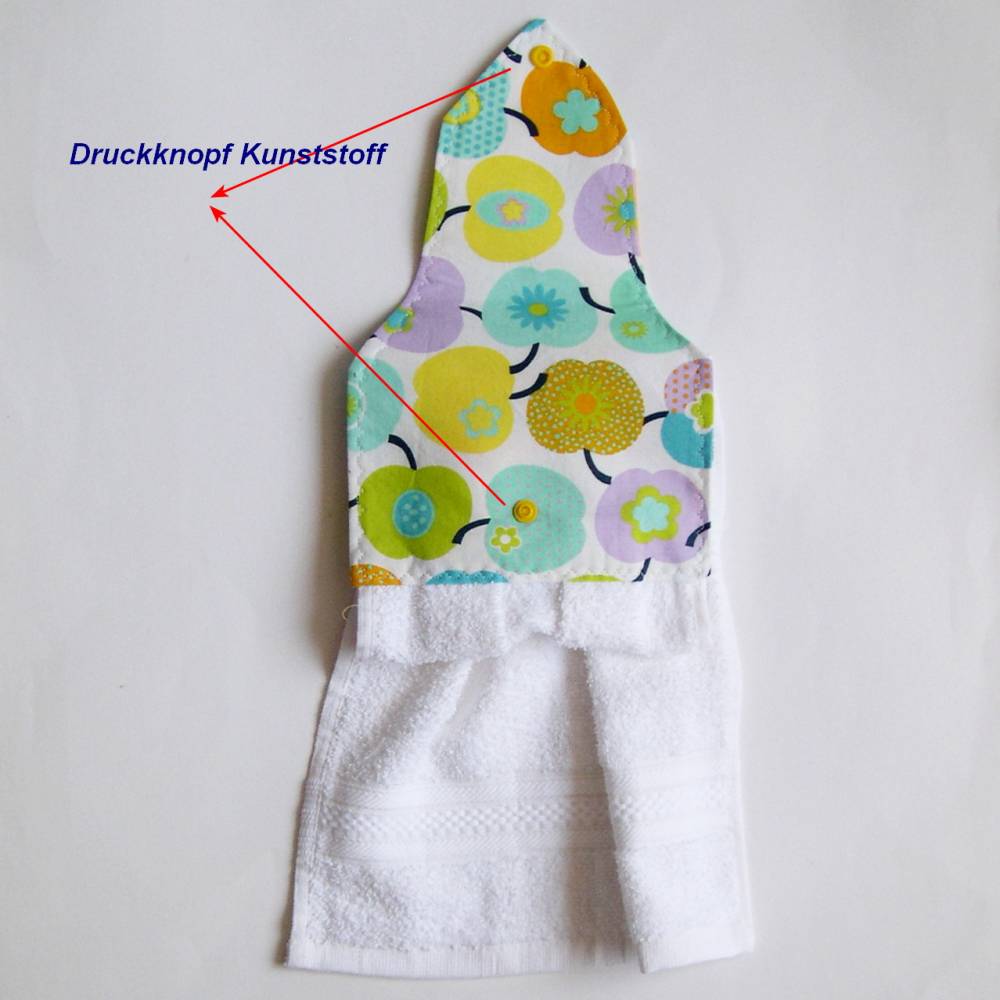 Händehandtuch, Frottee bunte Fliegen-Pilze, rotes Ofenhandtuch