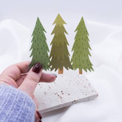 Bügelbild Tannenbäume Winterwald Aufnäher Weihnachten - Geschenk Shirt verzieren Iron On Patch Christmas Shirt Geschenk