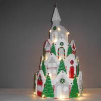 Häkelanleitung Weihnachtsdeko & Geschenkboxen Winterdorf mit Kirche Bild 2