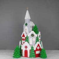 Häkelanleitung Weihnachtsdeko & Geschenkboxen Winterdorf mit Kirche Bild 8