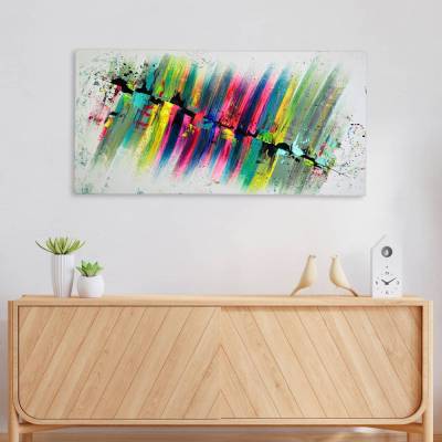 Schönes Gemäde für ein fröhliches Zuhause. Das Leinwandbild ist 100cm x 50cm groß. Abstraktes Bild auf Leinwand.