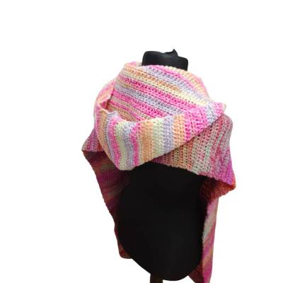 gehäkelter Scoodie , superflauschiger Kuschelschal mit Kapuze 