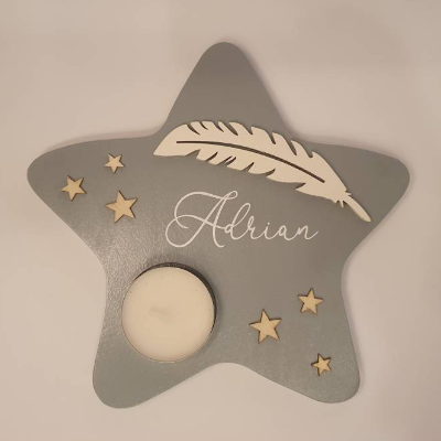 Gedenkstern für Verstorbenen | Gedenklicht für Angehörige | Teelichthalter Sternform | Erinnerungslicht
