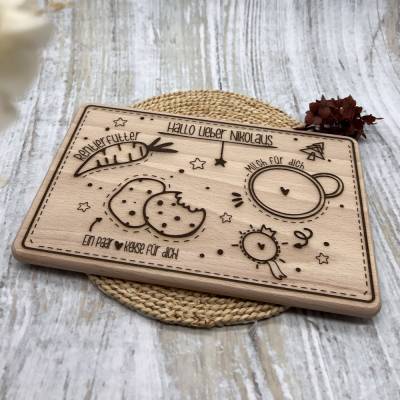 Holzbrettchen Nikolaus | Frühstücksbrettchen | Nikolausgeschenk | Geschenk für Kinder | Nikolausgeschenk