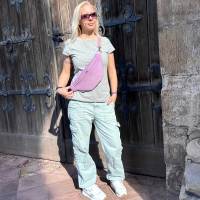 Unikat / Trendy Crossbag / Crossbody / HipBag / Bauchtasche / Gürteltasche / Umhängetasche aus Cord Lila Bild 9