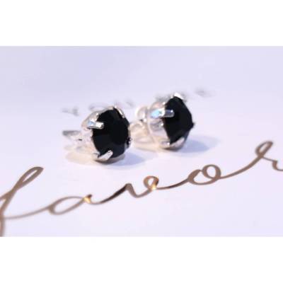 Ohrstecker Silberfarben / schwarz