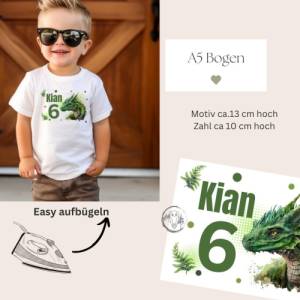 Bügelbild für Geburtstags T-shirt Grüner Drache mit Namen Zahl Bild 3