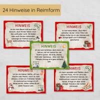 Weihnachten Outdoor Schnitzeljagd Set für Kinder mit 24 Hinweisen, Urkunde, Spielen & Ausmalbildern Bild 3