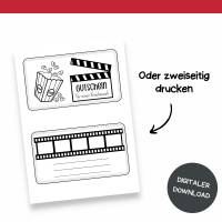Kinogutschein Druckvorlage - Gutschein Kino Vorlage als Last Minute Geschenk zum Selberdrucken - Digitaler Download Bild 5
