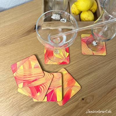 6 Gelbe Untersetzer für Gläser- Eine tolle Geschenkidee zu Weihnachten und Geburtstag.