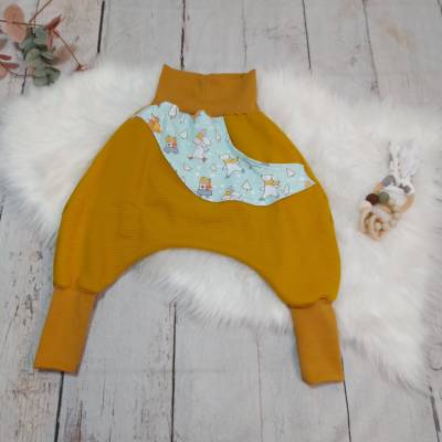 Gr. 92, Pumphose mit Tasche, Eisbär Schlittschuhe, mint