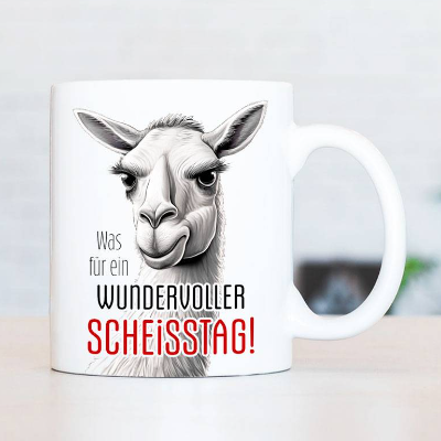 Tasse 'Wundervoller Scheisstag' - Bürotasse mit Spruch, Kaffeetasse, Humor, Arbeit, Geschenk