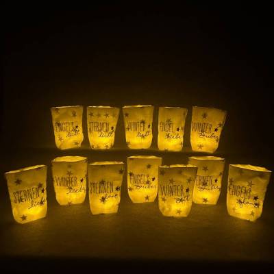 Lichtbeutel mit Winterschrift, verschiedene Designs, Lichtsack, LED-Licht, Winterzeit, Winter, Weihnachten, Engel, Licht
