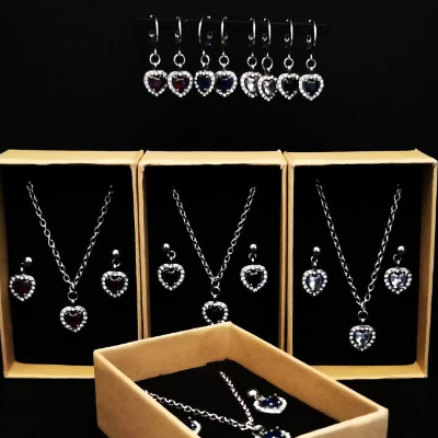 Ohrringe, Kette,  Schmuckset, Herz, Edelstahl