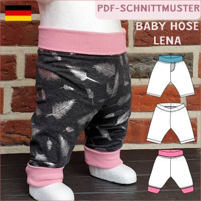 Schnittmuster Babyhose „Lena“ – Bequeme Hose für Babys, Größen 44-98, inkl. PDF-Anleitung