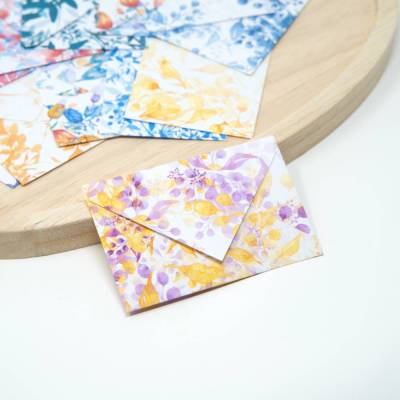 20 kleine Briefumschläge, Motivpapier | Handgemachte Aquarell Umschläge für Gutscheinkarten 