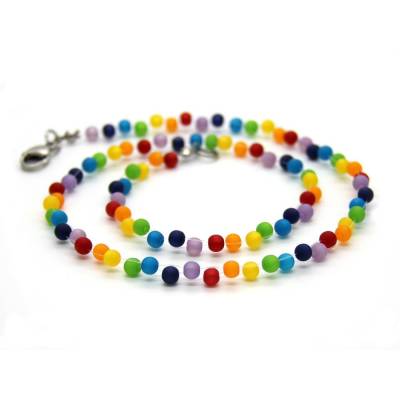 kurze Polaris-Kugel-Halskette in leuchtenden Regenbogenfarben, leichter Schmuck, sommerliches Accessoire, farbenfroh