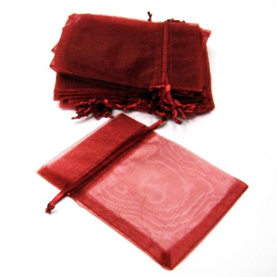 5 Schmuckbeutel Säckchen aus Organza Dunkelrot Schmuckverpackung, Geschenkverpackung