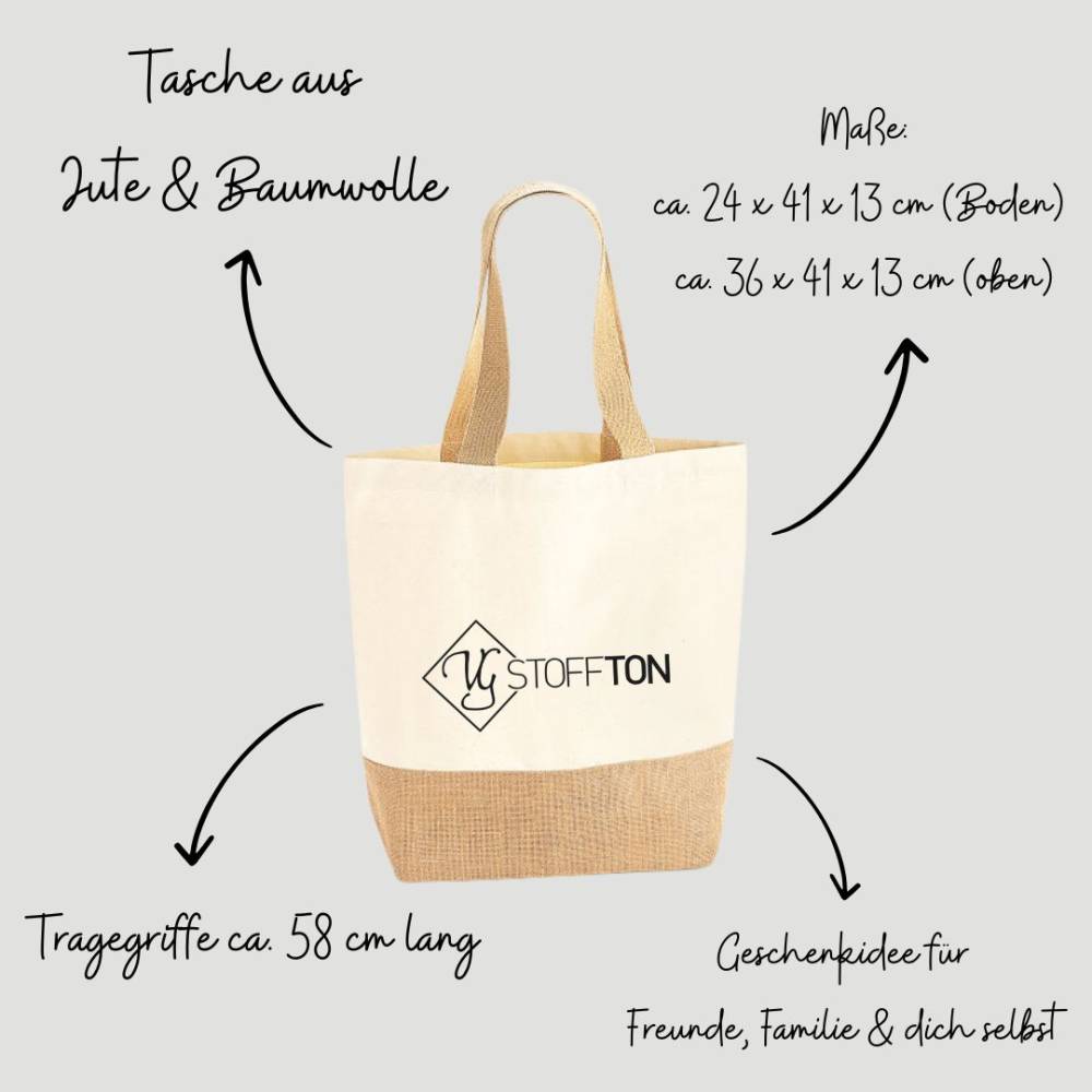 Jute Tasche Einkaufstasche Shopper nachhaltige Tragetasche