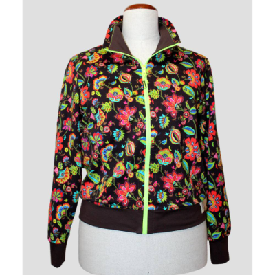 Damen Langarm Winter Sweatshirt Floraler Druck Braun/Multicolor