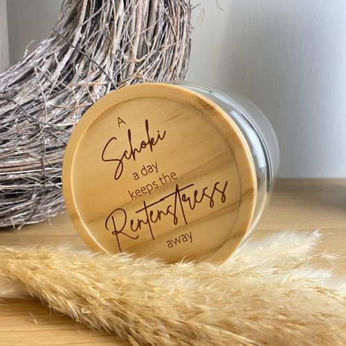 Rentnergeschenk | Vorratsglas Holzdeckel | Graviert | Keksglas |  Renteneintritt | Glas | Aufbewahrungsglas | Lustiges G